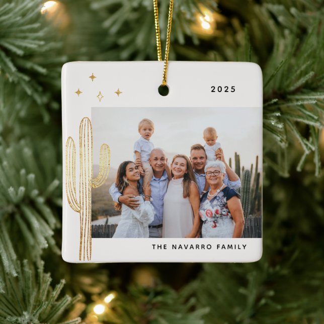 Desert Bohemio Cactus Foto Ornamento cerámico (Árbol)