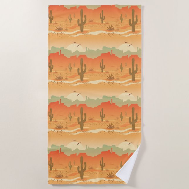 Desert Cactus Southwest Design Beach Toalla (Anverso)