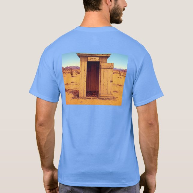 Desert Outhouse hombres camiseta azul espalda (Reverso)