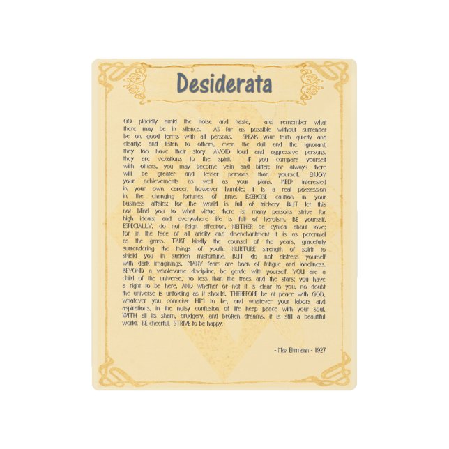 DESIDERATA (COSAS DESEADAS) IMPRESIÓN METALIZADO 8 (Anverso)