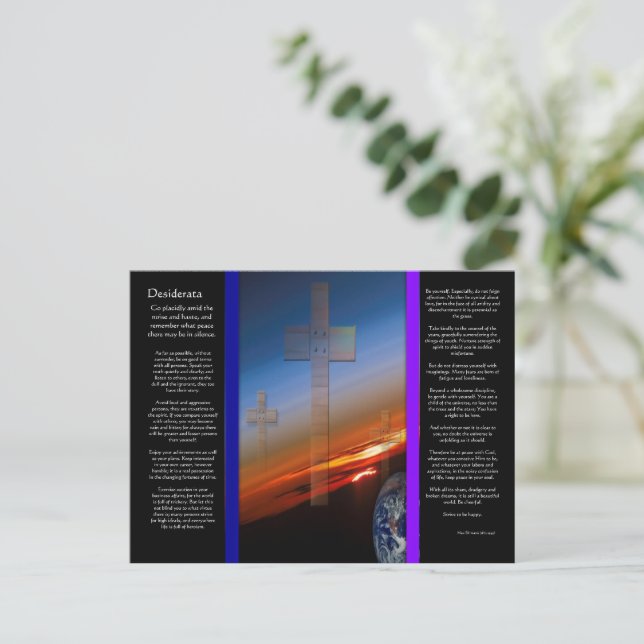 DESIDERATA cruza por encima de la tarjeta postal t (Anverso de pie)