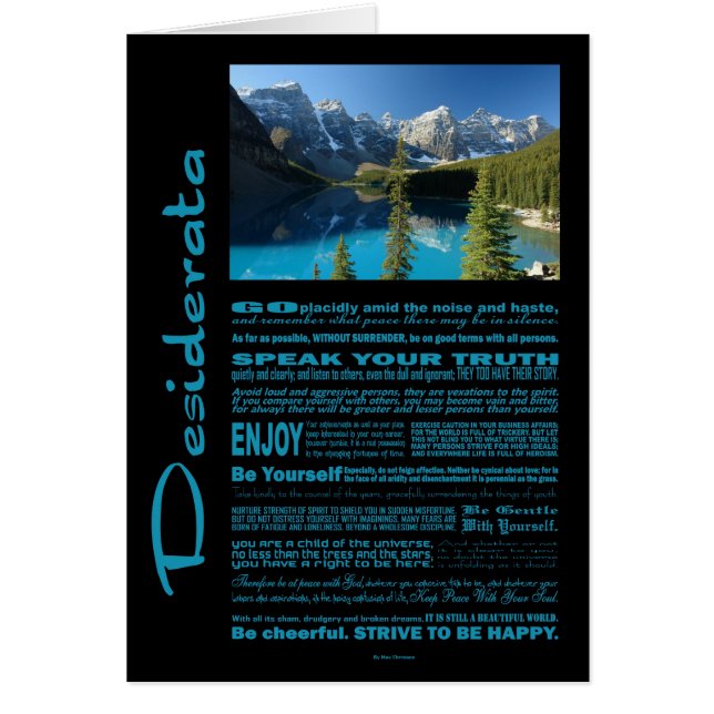 Desiderata Poem Moraine Lake (Frente)