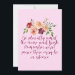 Desiderata Poem Pacific Quote Pink Card<br><div class="desc">Vayan plácidamente en medio del ruido y la prisa. Recuerden qué paz puede haber en silencio. Un bello recordatorio de ser cuidadoso en la vida. Un tierno regalo de meditación para un yogi que desee ser tranquilo y pacífico. Meditar y ser uno con la Tierra.</div>