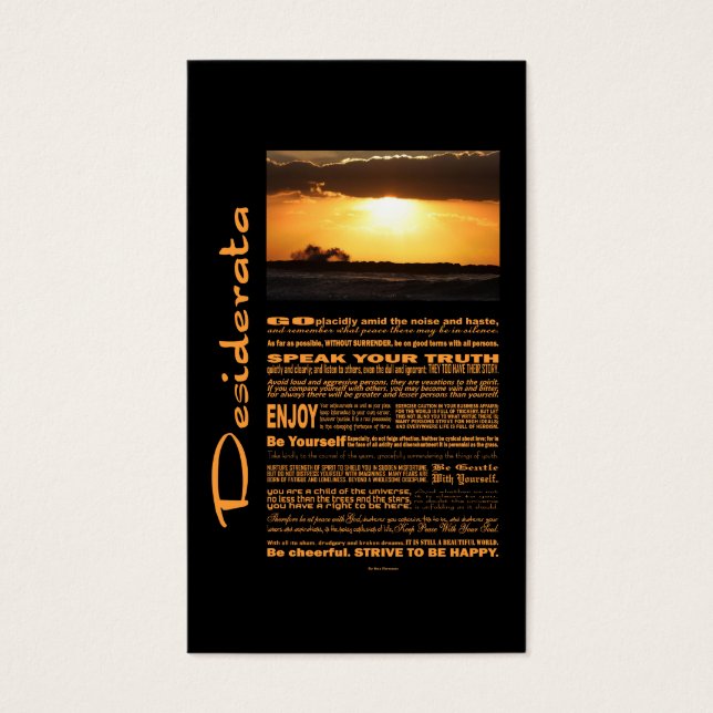 Desiderata Poem Waves En Sunset (Frente)