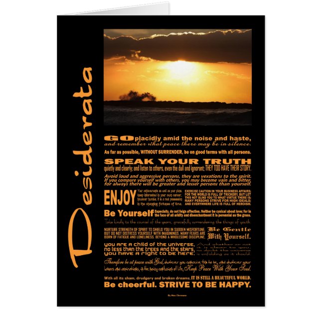 Desiderata Poem Waves En Sunset (Frente)