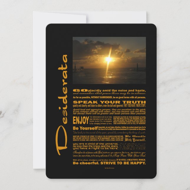 Desiderata Poema Muy Brillante Amanecer (Anverso)