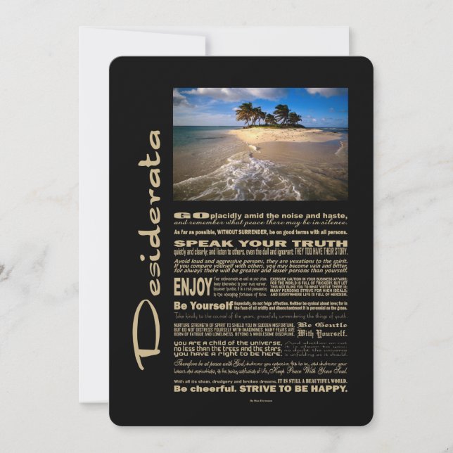Desiderata Poema Pequeña Isla Solitaria (Anverso)
