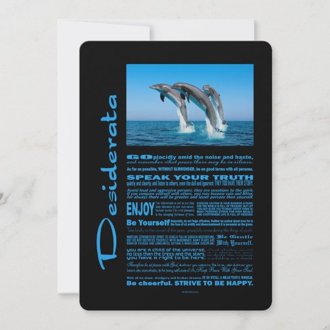 Desiderata Poema Up Dolphins (Anverso)