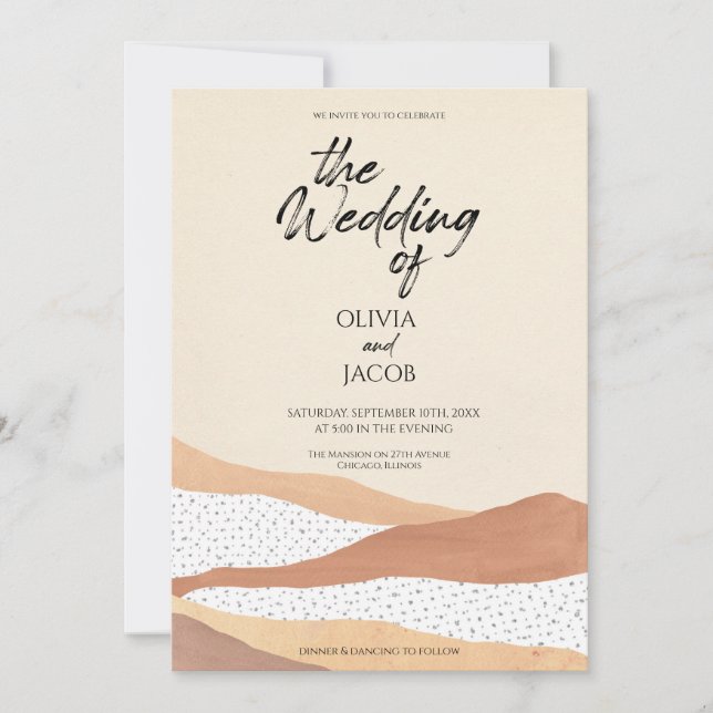 desierto cálido | Invitación a bodas Boho (Anverso)