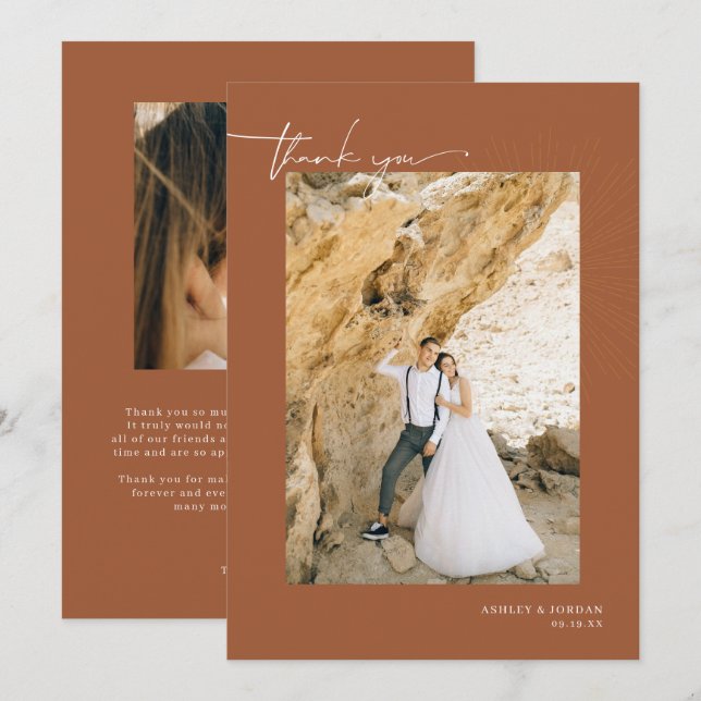 Desierto moderno de Boho | Agradecimiento de Boda  (Anverso / Reverso)