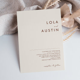 Desierto simple | Invitación a la boda blanca natu