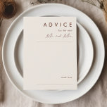 Desierto simple | Tarjeta de asesoramiento de Boda<br><div class="desc">Este simple desierto | La tarjeta de consejo del boda Blanco es exactamente lo que usted está buscando para completar su boda rústico moderno de boho. Perfecto para una minimalista vibra occidental vintage o para un ambiente bohemio de otoño retro. El guión mínimo de canela oscura realmente aparece con este...</div>