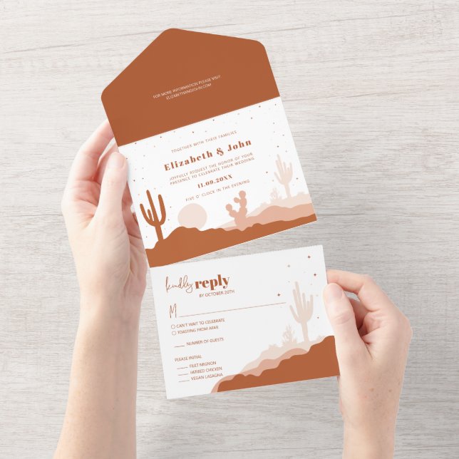 Desierto todo en una sola boda y tarjeta RSVP (desgarro)