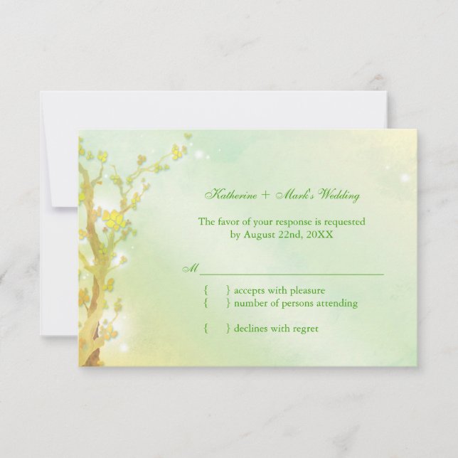 Deslumbrante matrimonio de árbol verde claro RSVP (Anverso)