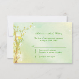 Deslumbrante matrimonio de árbol verde claro RSVP