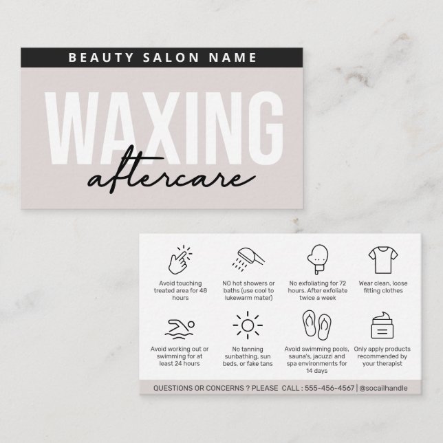 Desmontaje del pelo de la tarjeta de postre de Wax (Anverso / Reverso)