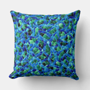 Desordenado de almohada de mosaico verde y azul ás