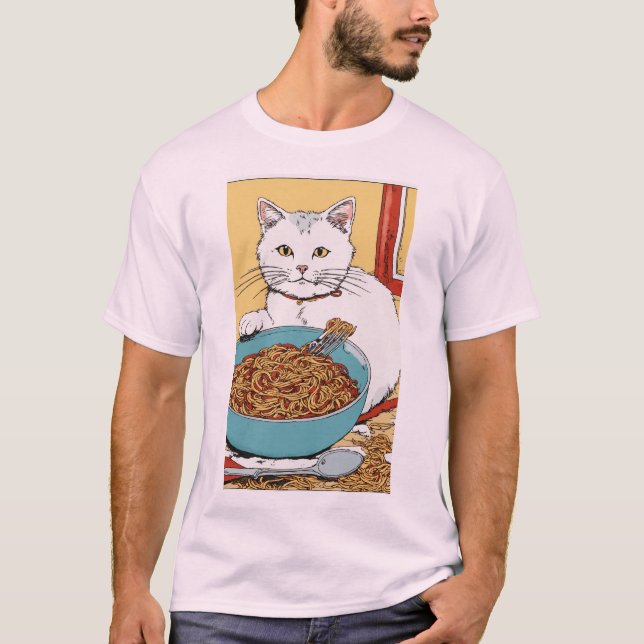 Desordenado gato de Spaghetti - Diseño de camiseta (Anverso)