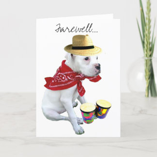 Despedida Boxer blanco con tarjeta de felicitación