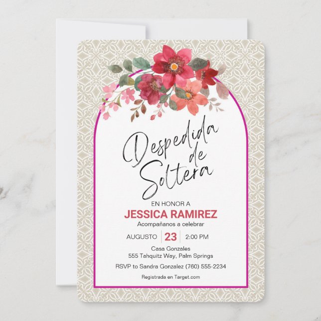 Despedida de Soltera Invitación Flores de Otoño (Anverso)