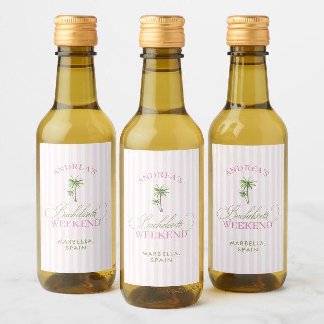 Despedida de soltera retro de palmera rosa y verde (Botellas)