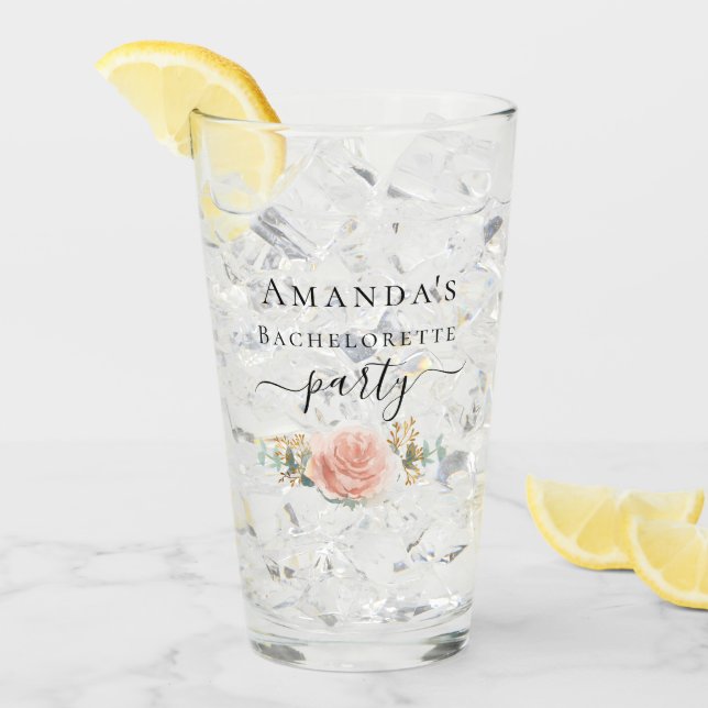 Despedida de soltera rosa dorado floral eucalipto  (Anverso (hielo))