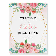 Despedida de soltera rosado Bienvenida floral
