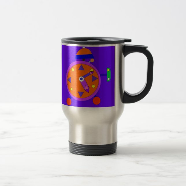 despertador retro en una taza del viaje (Derecha)