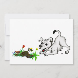 Despertar de primavera, cachorro con flores y mari