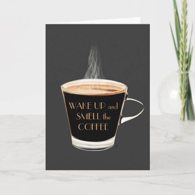 Despierta Olía la tarjeta de cumpleaños del café (Anverso)