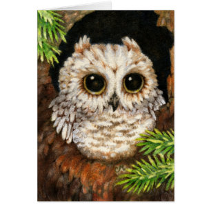 Despierte, pequeño búho - tarjeta linda del arte