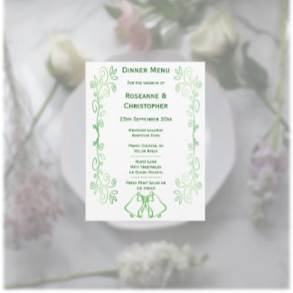 Desplazamiento de la tarjeta de menú Boda verde es