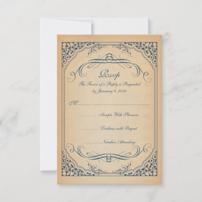 Desplazamiento de vintage Frame Weddong RSVP (Anverso)