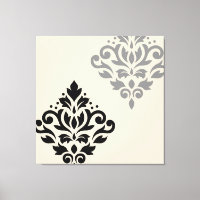 Desplazar el arte Damask I Crema gris negro