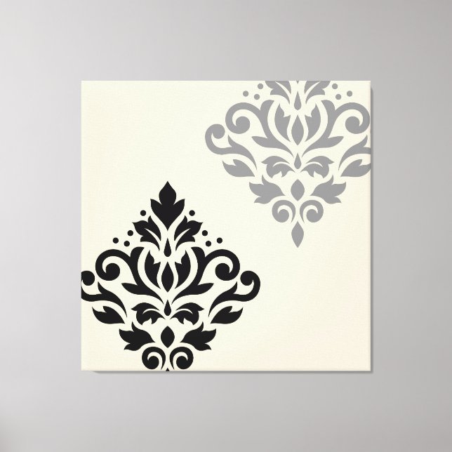 Desplazar el arte Damask I Crema gris negro (Anverso)