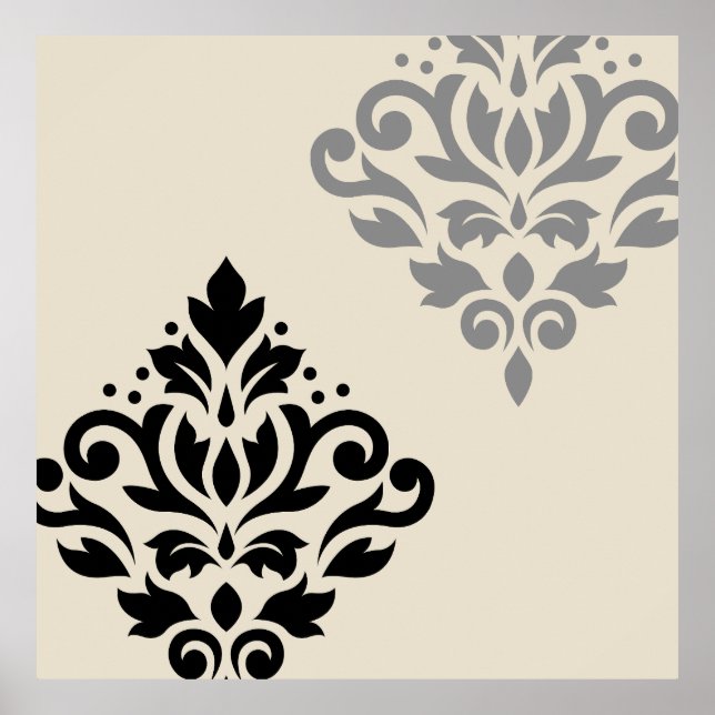 Desplazar el arte Damask I Crema gris negro (Frente)