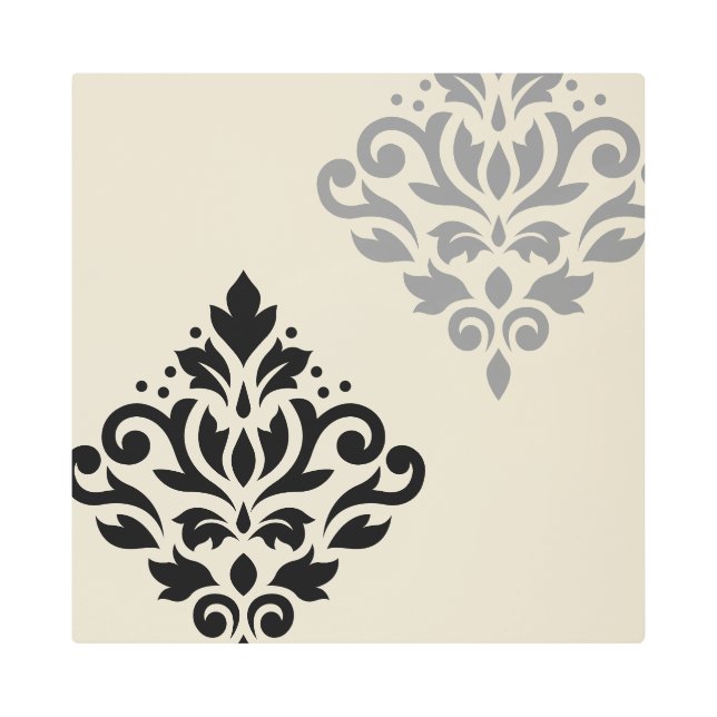 Desplazar el arte Damask I Crema gris negro (Anverso)