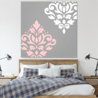Desplazar el arte Damask I gris blanco rosado