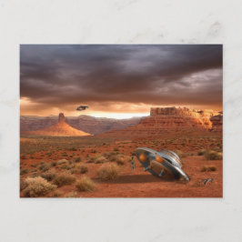 Desplome del UFO en desierto con la postal