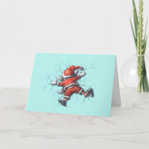 Desplome divertido de Santa en tarjeta de Navidad