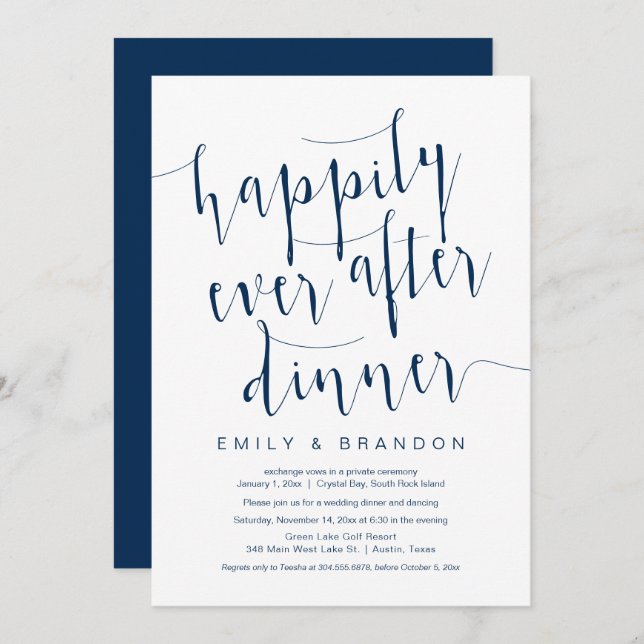 Después de la cena para siempre, invitación de bod (Anverso / Reverso)