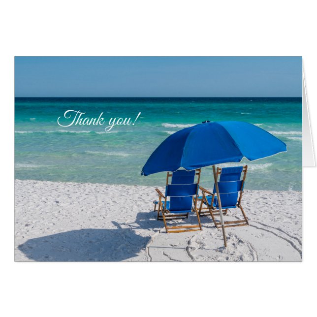Destin Florida Chairs And Umbrella Gracias Tarjeta (Anverso (Horizontal))