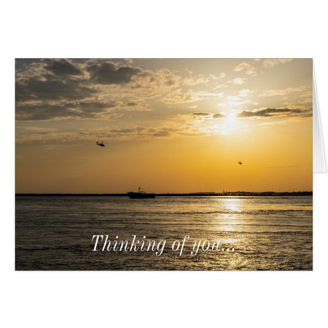 Destin Sunset And Helicopters Thinking of You Card (Anverso (Horizontal))