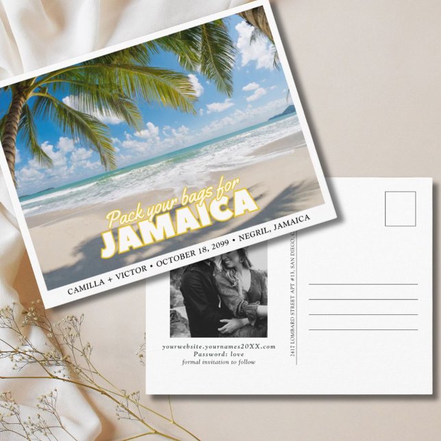 Destino de Boda de Jamaica Guardar postal de fecha (Jamaica Wedding Destination Save the Date Postcard
)