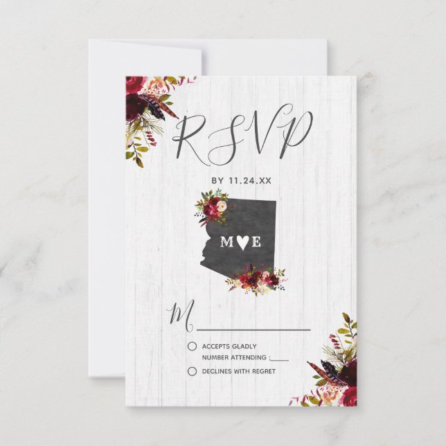 Destino del Estado de Arizona Boda Rusa RSVP (Anverso)