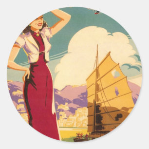 Destino: Pegatinas retro de Hong Kong
