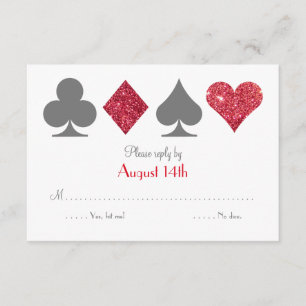 Destino rojo y gris Las Vegas Purpurinas Faux RSVP