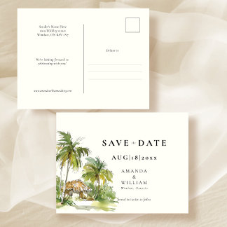 Destino tropical Guardar la tarjeta postal de fech