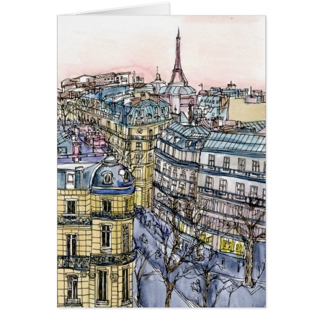 Destinos | acuarela Torre Eiffel y París (Frente)