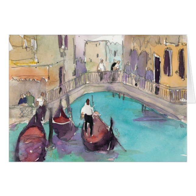 Destinos | Watercolor Venice Gondola Ride (Anverso (Horizontal))
